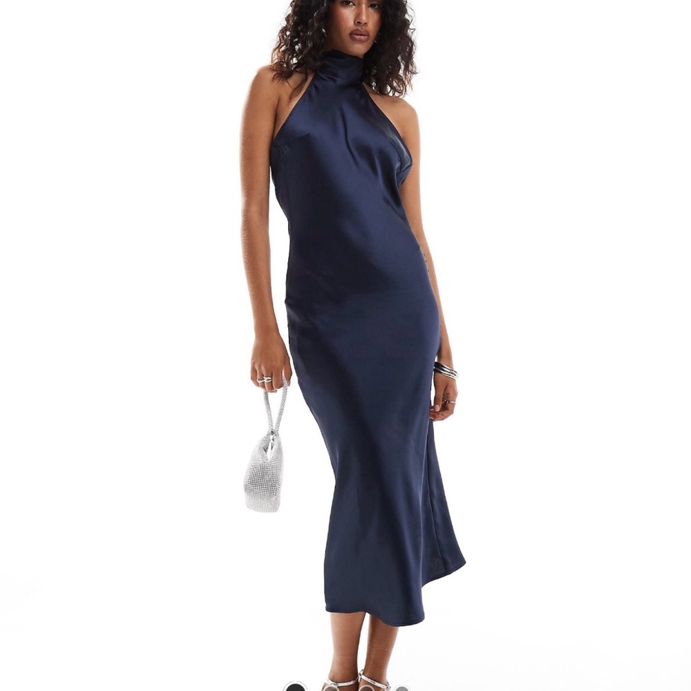 Pretty lavish navy halter top dress NWT
